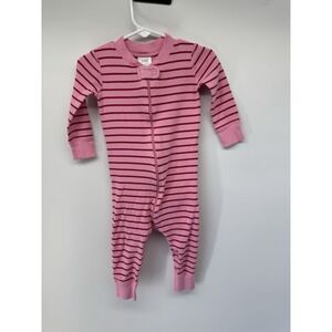 HANNA ANDERSSON Pink Striped Pajamas Sleeper  Girl Size 12-18 Mo 75 EUC Perfect